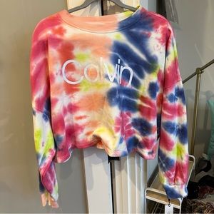 NWT Calvin Klein cropped crewneck tie dye
